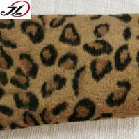 RTS IN STOCK Leopard grain  jacquard tweed wool fabric with brushed for coat